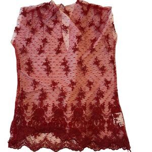 Elegant Lace Chemise in Rich Burgundy